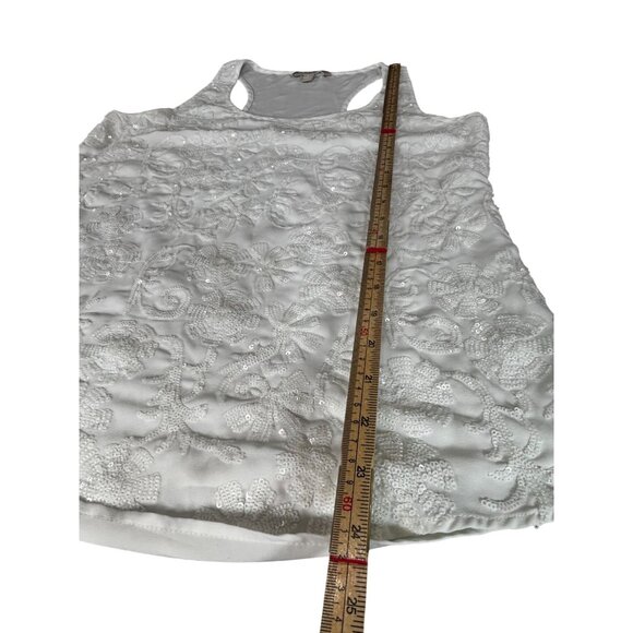 Banana Republic Embroidered White Tank Top Size S Polyester Womens - Picture 8 of 11